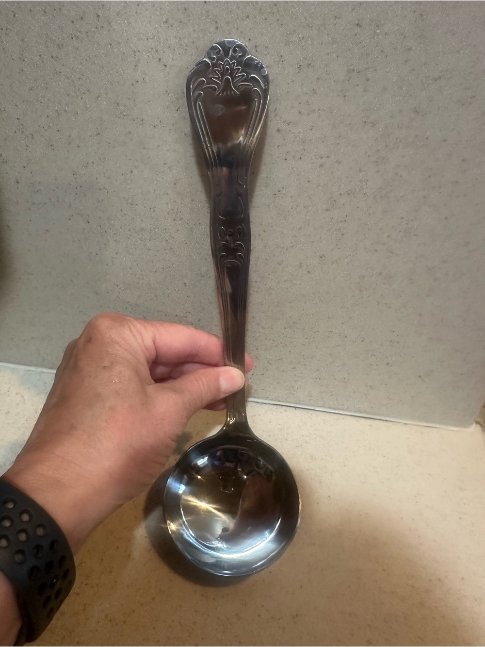Ornate Stainless Steel Serving Ladle - Silver